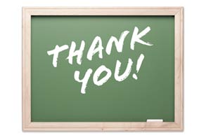 A Chalkboard with the words Thank You written on it