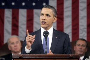 President Barack Obama delivering the State of the Union address