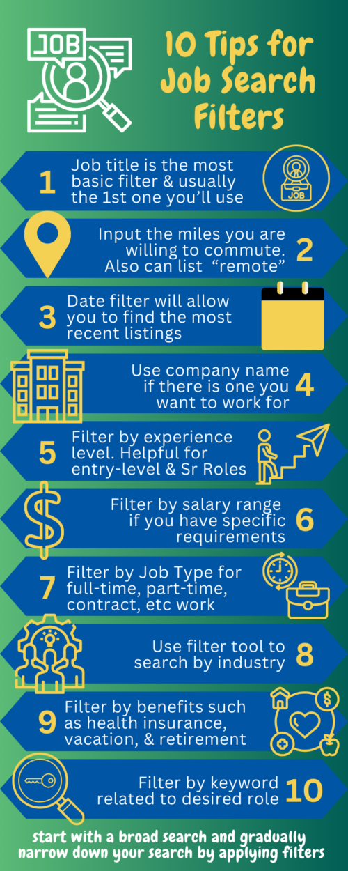 10 Tips for Job Search Filters Infographic